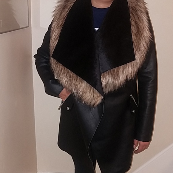 Lipsy Jackets & Coats Lipsy London Faux Leather Waterfall Jacket